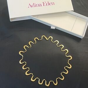 Adina Eden 14K gold squiggle necklace with box